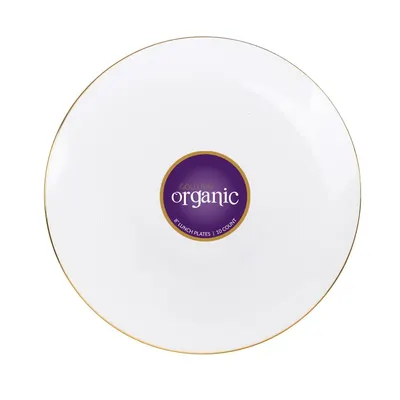 8 Dinner Plates with Gold Rim