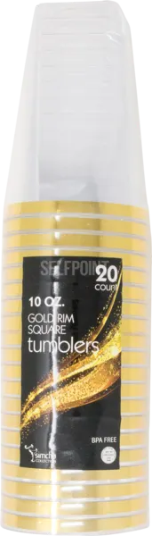 10 oz Gold Rim Square Tumblers