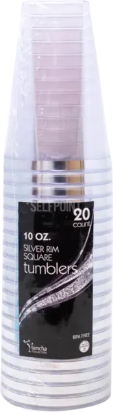 Square Silver Rim Tumblers Cups 10 Oz