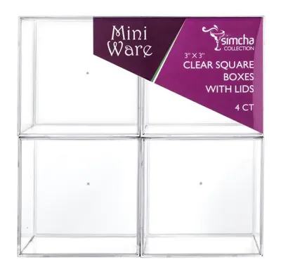 "Mini Ware 3"""" x 3' Clear Square Boxes with Lids"