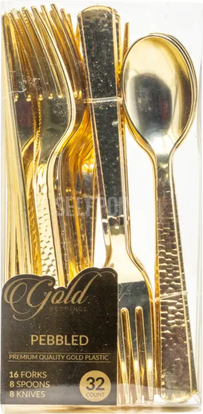 Gold Pebbled Cutlery Set