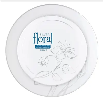 Silver Floral Plates Combo