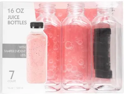 Plastic Juice Bottles with Lids 7 ct