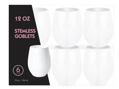 Simcha C. White Stemless Goblets 6Ct