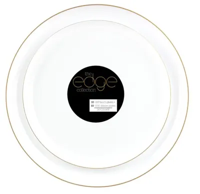 "Edge White/Gold Combo Plates 7"""" & 10"""""