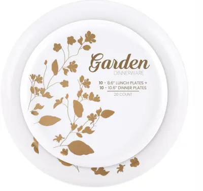Garden Combo Plates White/Gold