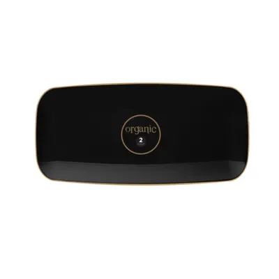 Tray Rectangular Medium in Black and Gold Rim