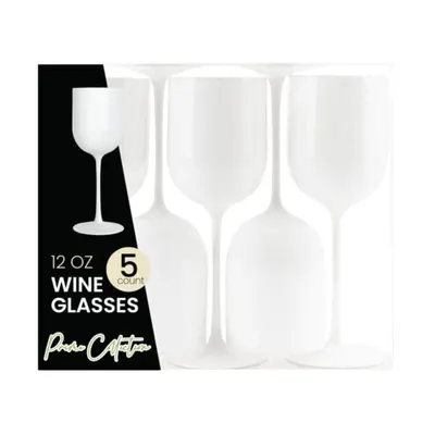 12 oz Plastic Wine Glasses 5 ct