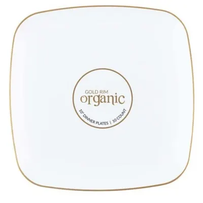 Gold Rim Organic Dinner Plates 10 ct
