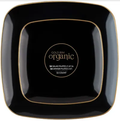 Gold Rim Organic Plates 32 ct