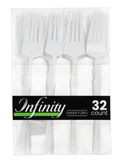 White Infinity Dinner Forks  32 ct