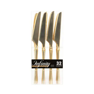 Black & White Cutlery Set & Gold Knives