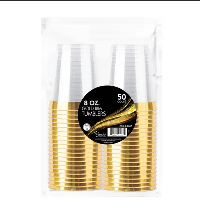Gold Rim Tumblers 50 ct