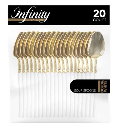 Gold & White Dinner Forks 20 ct
