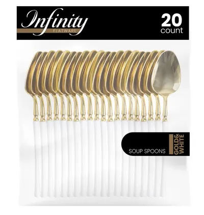Gold & White Soup Spoons 20 ct