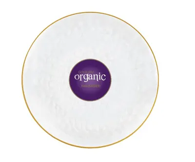 "Organic Salad Plates 7"""" Hammered with Gold Rim 10 ct"