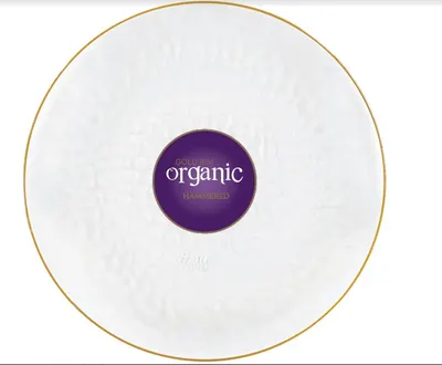 "Organic Hammered Clear 9"""" Plates 10 ct"
