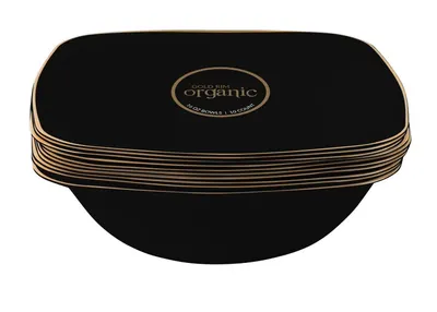 Black Organic Square Bowls with Gold Rim 10 ct