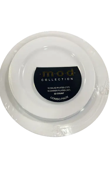 Round White Combo Plates 7.5''/10''  32 ct