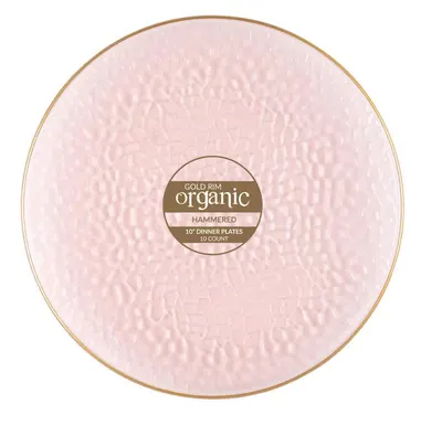 Organic Hammered Pink 10'' Plates 10 ct