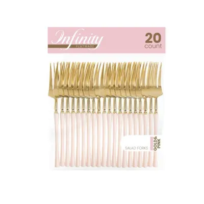Gold & Pink Salad Forks 20 ct
