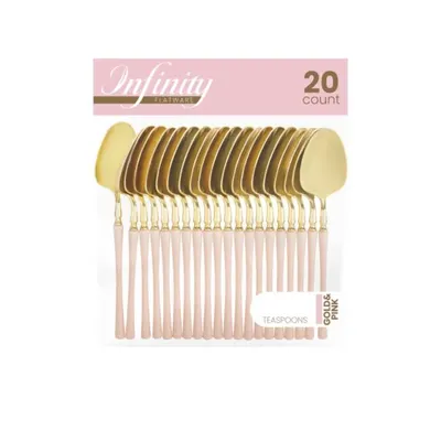 Gold & Pink Teaspoons 20 ct