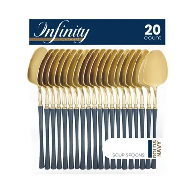Gold Navy Soup Spoons 20 ct