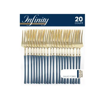 Gold & Navy Salad Forks 20 ct
