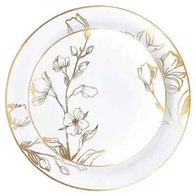 Antique Floral Gold Combo Plates  36 ct