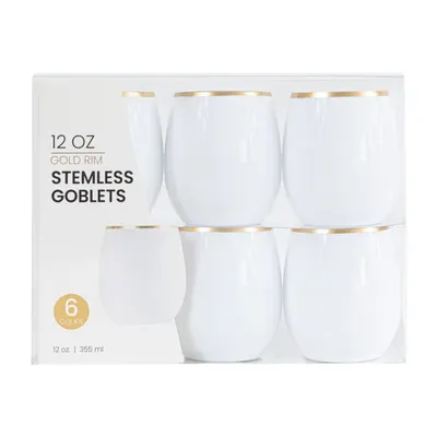 Gold Rim Stemless Goblets 6 ct