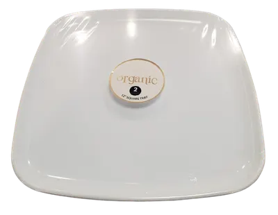 12″ White Organic Square Tray 2 ct