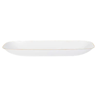 White Gold Rim Organic Rectangle Salad Bowl