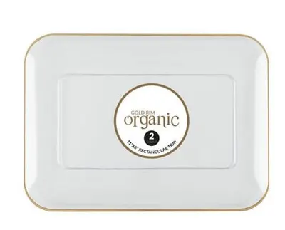 "Gold Rim Organic 11""""X8"""" Rectangular Tray"