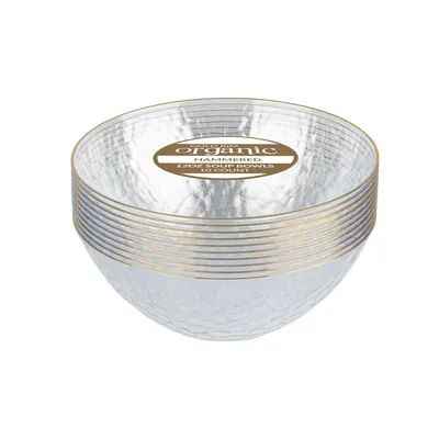 Hammered Bowls 12 oz Clear Gold rim