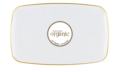 Serving Tray Rectang 9.5" White Gold/Rim