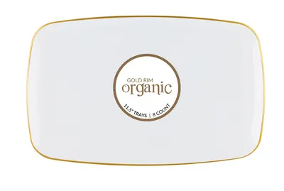 "Gold Rim Organic 11.5"""" Rectangle Tray 8 ct"