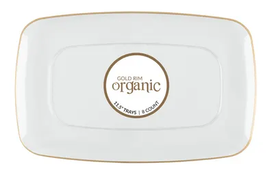 "Gold Rim Organic 11.5"""" Rectangle Trays 8 ct"