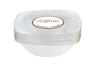 Gold Rim Organic Bowls 10 ct