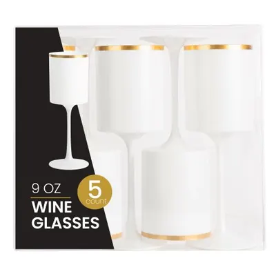9 oz. Gold Rimmed White Wine Glasses 5 ct
