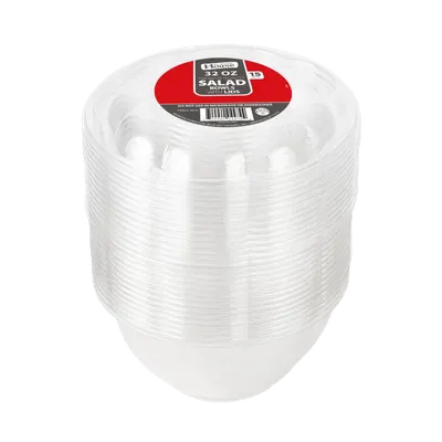 32 oz Plastic Salad Bowls with Lids 15 ct