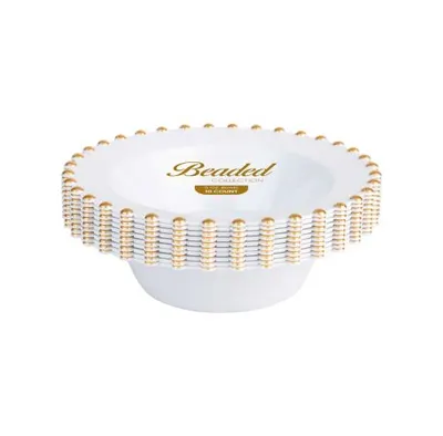 Beaded Bowls 6 oz White/Gold