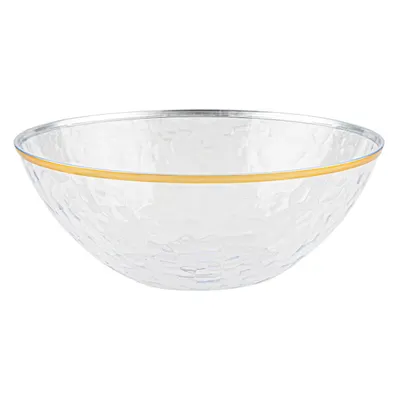 Salad Bowl Hammered Clear/Gold Rim