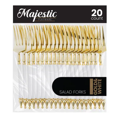Salad Forks Gold & White 20 ct