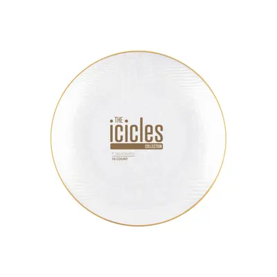 Icicles Pearl 7 Plates Gold Rim 10Ct