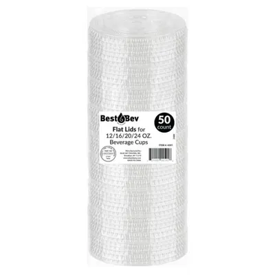Flat Lids for Beverage Cups 12/16/24oz 50 ct