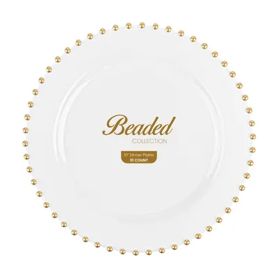 Beaded Plates 10 White/Gold