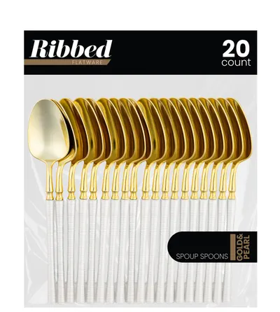 Soup Spoons Gold & Pearl 20 ct