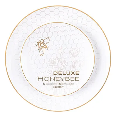 Honeybee Honeycomb White Plate Combo 24Ct