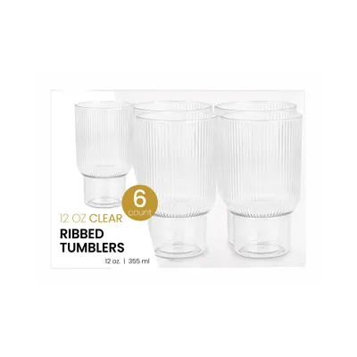 12 oz Ribbed Clear Tumblers