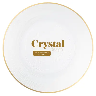 "13"""" Chargers Crystal Pearl w/ Gold Rim 4 ct"